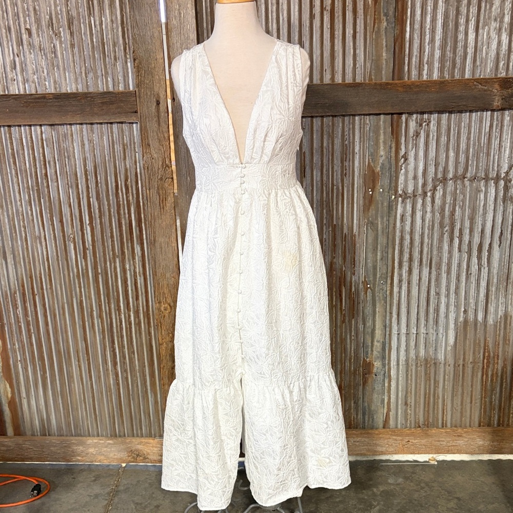 En Saison White Textured Maxi Dress